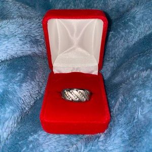 Mens sterling silver diamond ring